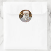 Sticker Rond Maltese Puppy, oh si mignon, (Sac)