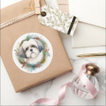 Sticker Rond Malti Tzu Christmas Wreath Festive Pup<br><div class="desc">Vous cherchez un cadeau de Noël parfait pour votre ami furry? Notre cadeau de Noël de chien est ce dont vous avez besoin! Avec un délicieux thème de Noël, c'est le cadeau idéal pour votre animal de compagnie bien-aimé. Que vous soyez une mère de chien, un père de chien ou...</div>