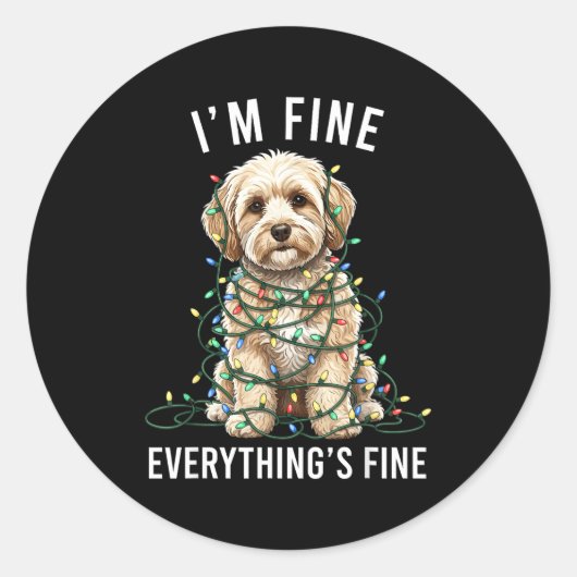 Sticker Rond Maltio Christmas I'm Fine Everything Is Fine (Devant)