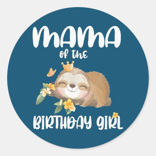 Sticker Rond Mama 1er Sloth Anniversaire Famille Sloth (Devant)