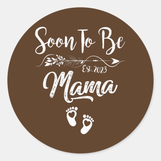 Sticker Rond Mama 2023 Faire-part de grossesse Bientôt être mam (Devant)