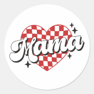 Sticker Rond Mama À damiers Coeur