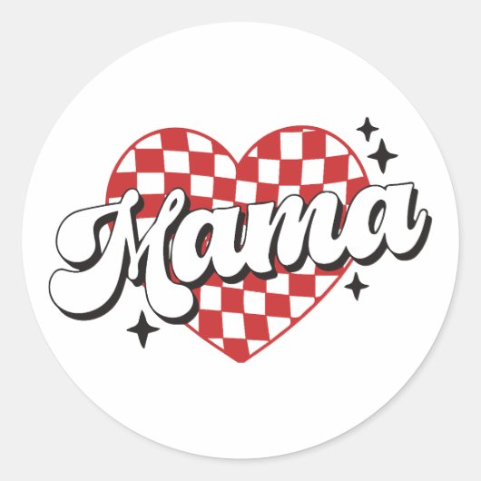 Sticker Rond Mama À damiers Coeur (Devant)