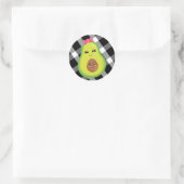 Sticker Rond Mama Avocado sur En vichy noir/blanc (Sac)