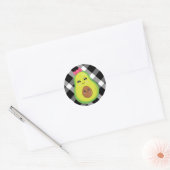 Sticker Rond Mama Avocado sur En vichy noir/blanc (Enveloppe)