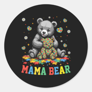 Sticker Rond Mama Bear Autism Mama Grand-mère Sensibilisation s