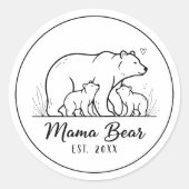Sticker Rond Mama Bear EST 2025 Circle Logo Line Art (Devant)