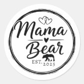 Sticker Rond Mama Bear Est 20XX Wild Heart Line Art (Devant)