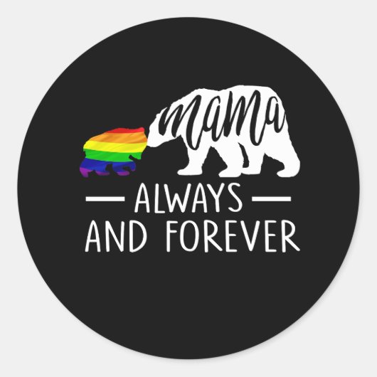 Sticker Rond Mama Bear Gay Lesbienne Trans Bi Pride Maman Lgb (Devant)