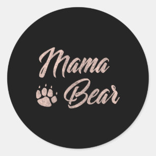 Sticker Rond Mama Bear mignon Mères Jour Cadeau Pour Maman Paw