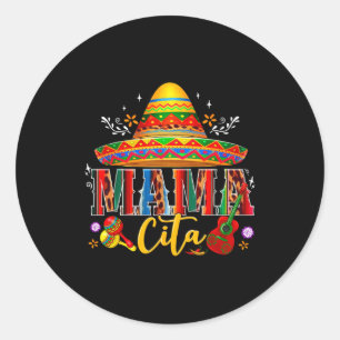 Sticker Rond Mama cita cinq mai chapeau mexicain famille