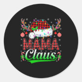 Sticker Rond Mama Claus Christmas Lights Matching Family Xmas P (Devant)