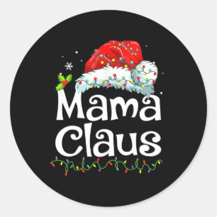 Sticker Rond Mama Claus Pyjama de Noël Famille assortie Xmas L