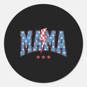 Sticker Rond Mama Dada Mini 4 juillet Famille américaine tenue