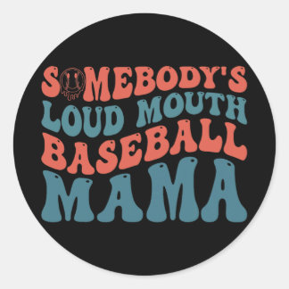 Sticker Rond Mama de baseball de Loudmouth