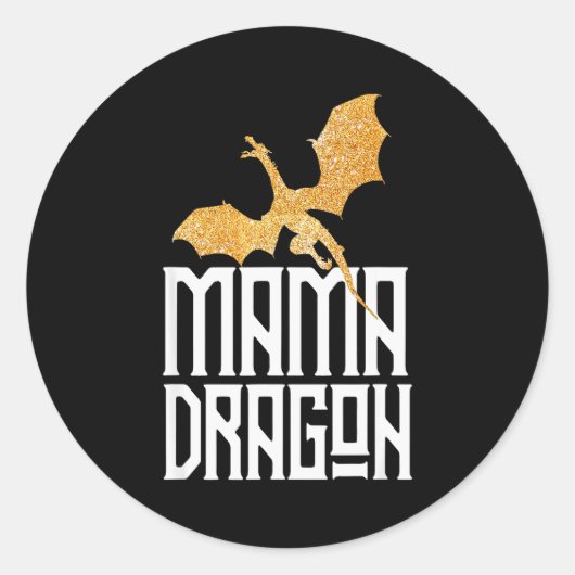 Sticker Rond Mama Dragon Christmas Matching Family Tribe Mom Wi (Devant)