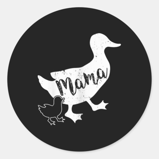 Sticker Rond Mama Duck et 1 bébé Duckling Fun Maman (Devant)