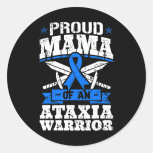 Sticker Rond Mama D'Une Ataxie Guerrier Sensibilisation Ruban D