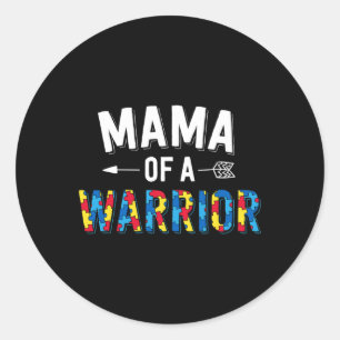 Sticker Rond Mama D'Une Famille De Guerriers Mère World Autism