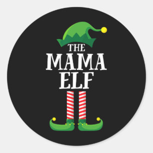 Sticker Rond Mama Elf Matching Famille Groupe Noël Maman