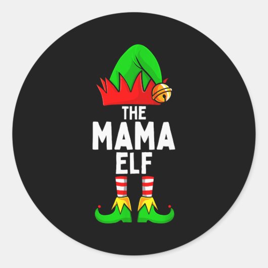 Sticker Rond Mama Elf Matching Family Christmas Women  (Devant)