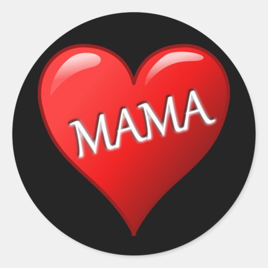 Sticker Rond Mama Heart avec Arrière - plan noir (Devant)