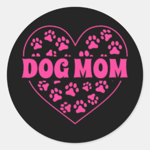 Sticker Rond Mama Heart Mothers Day Golden Retriever Chien Mama