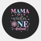 Sticker Rond Mama In A Winter Onederland Birthday Girl Sweet Sn (Devant)