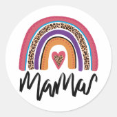 Sticker Rond Mama Leopard Rainbow (Devant)
