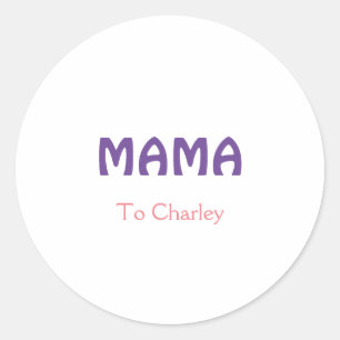 Sticker Rond Mama mères heureuses rétro violet ajouter nom text