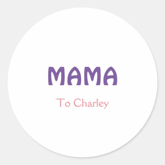 Sticker Rond Mama mères heureuses rétro violet ajouter nom text (Devant)