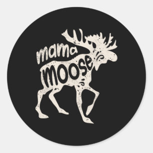 Sticker Rond Mama Moose Fête de la mère maman maman maman maman