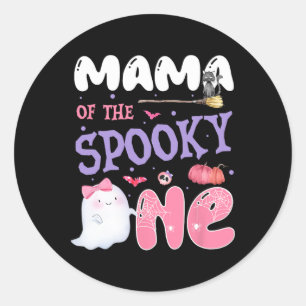 Sticker Rond Mama Of The Éffrayant One 1st Birthday Halloween P