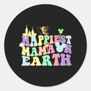 Sticker Rond Mama On Earth Super Amusant Maman Fête de la mère
