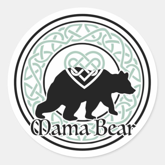 Sticker Rond Mama Ours Cercle Celtique d'Amour et de Force (Devant)