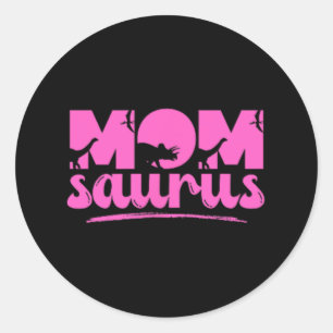 Sticker Rond Mama Saurus T-rex Dinosaur Mère Saurus Famille Ma