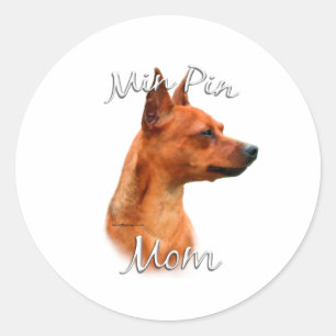 Sticker Rond Maman 2 de Pinscher miniature (rouille)