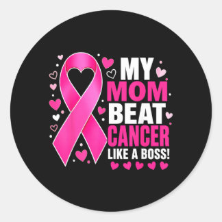 Sticker Rond Maman a vaincu le cancer du sein comme une guerriè