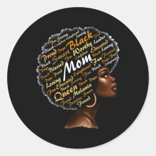 Sticker Rond Maman Afro Femme Noir Histoire Mois Blm Melanin Mo