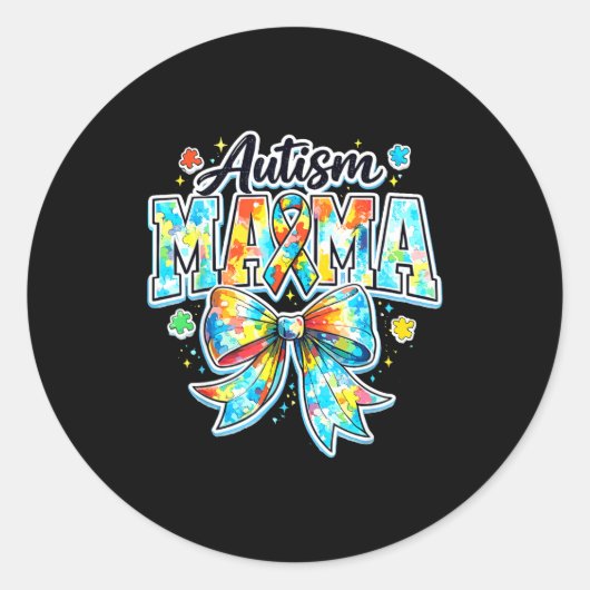 Sticker Rond Maman autisme arc fière maman autisme sensibilisat (Devant)
