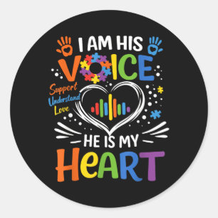 Sticker Rond Maman Autisme Je Suis Sa Voix Il est Mon Cœur Puzz
