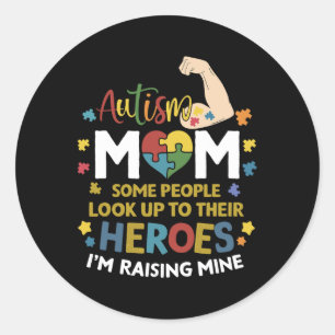Sticker Rond Maman autiste élevant un héros Sensibilisation à l