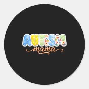 Sticker Rond Maman autiste fière conscience et
