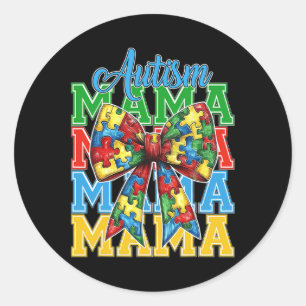 Sticker Rond Maman autiste neuro diversifiée coquette noeud mam