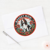 Sticker Rond Maman Basset (Enveloppe)