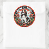 Sticker Rond Maman Basset (Sac)
