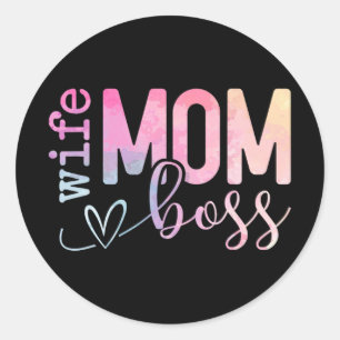 Sticker Rond Maman Boss Funny Mothers Day