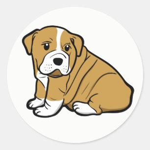 Sticker Rond Maman Bouledogue Anglais Chiot Mignon
