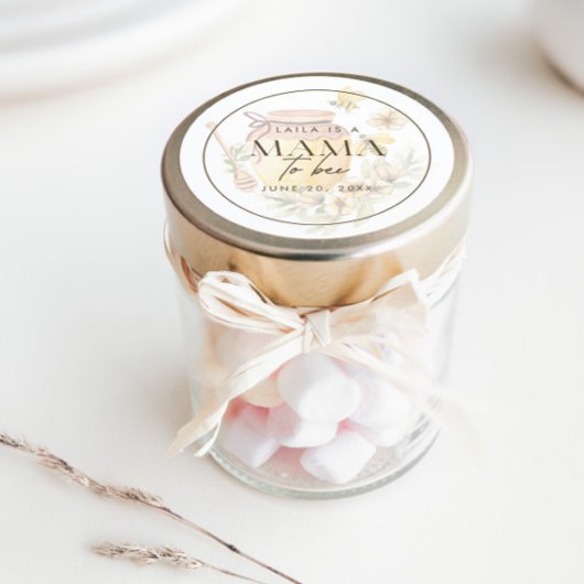 Sticker Rond Maman Bourdon en Nid d'Abeille à Bébé Shower