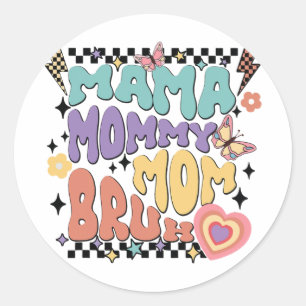 Sticker Rond Maman Bruh Retro Super Fête des mères Vintage Mo